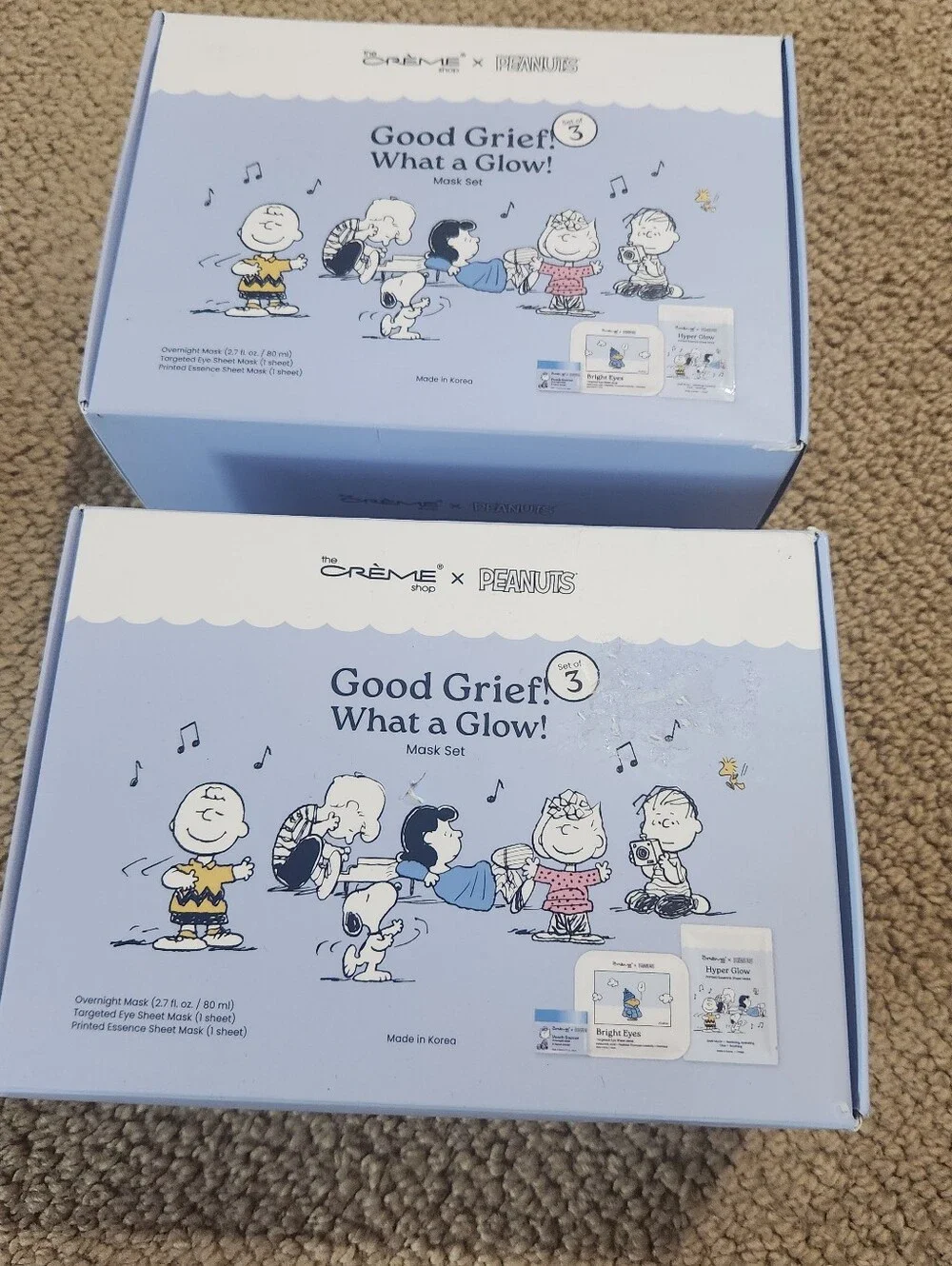 The Crème Shop x Peanuts 'Good Grief! What a Glow!' Mask Set - Light Blue